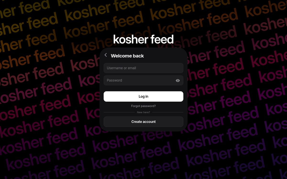 Signing in to Kosher Feed on a computer